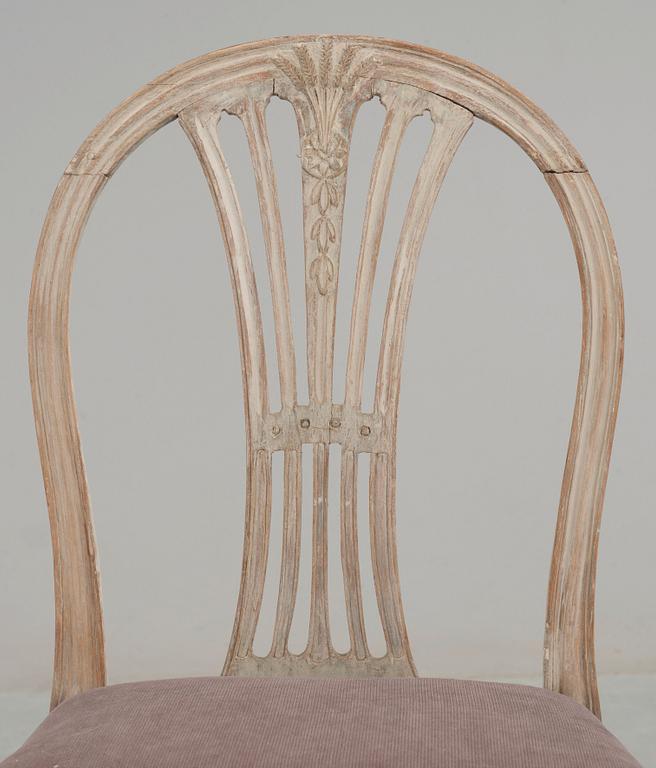 Ten late Gustavian late 18th century chairs.
