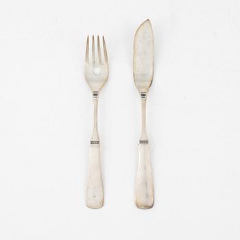 Eric Löfman, fiskbestick, 12+12 silver modell Uppsala. MGAB, Lidköping,  1977.