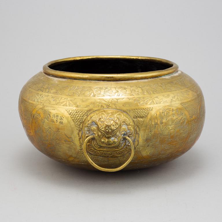 A large Chinese brass censer, early 20th century.