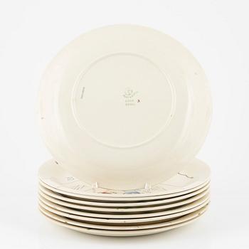 Stig Lindberg, tallrikar, 9 st, "Löja", Gustavsberg.