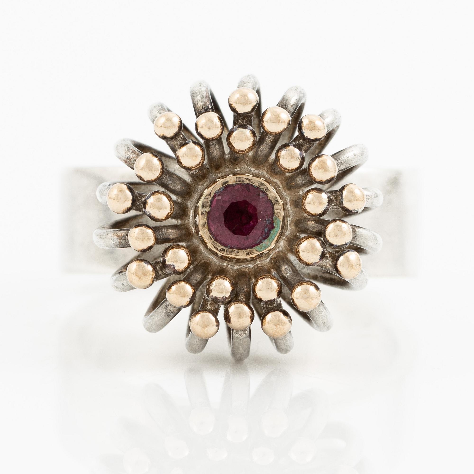 Anders Högberg, ring, sterling silver with a pink stone, Gothenburg 1989.