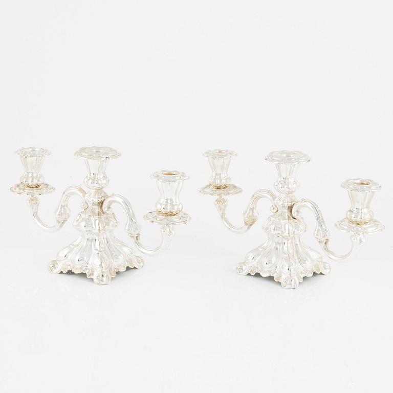 Kandelabrar, ett par, silver, barockstil, 1900-talets början.