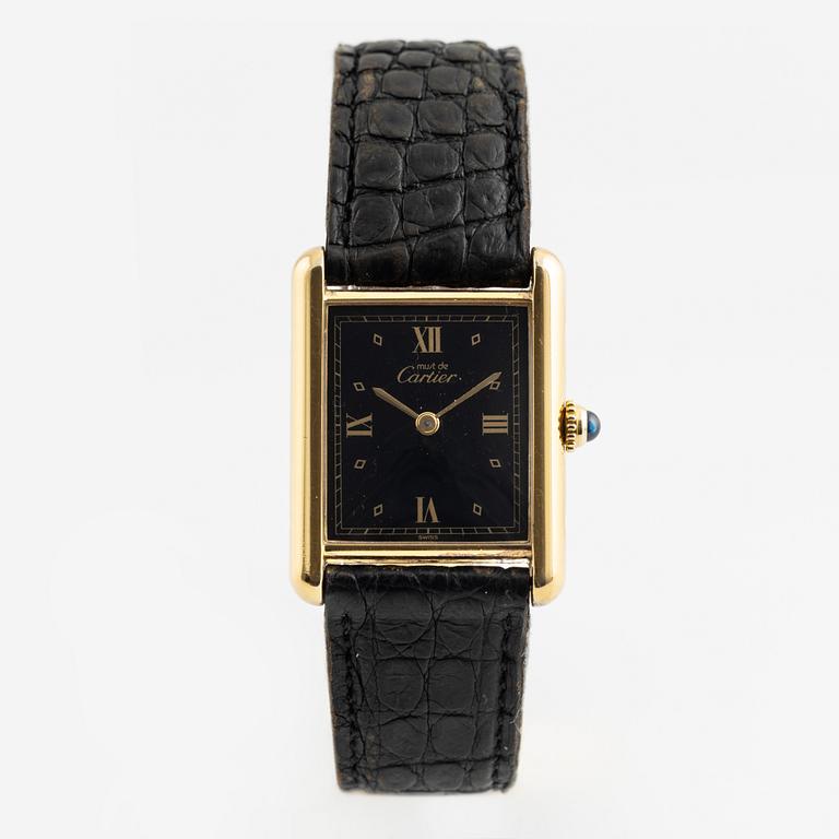 must de CARTIER, Tank, wristwatch, 23 x 23,5 (30,5) mm.