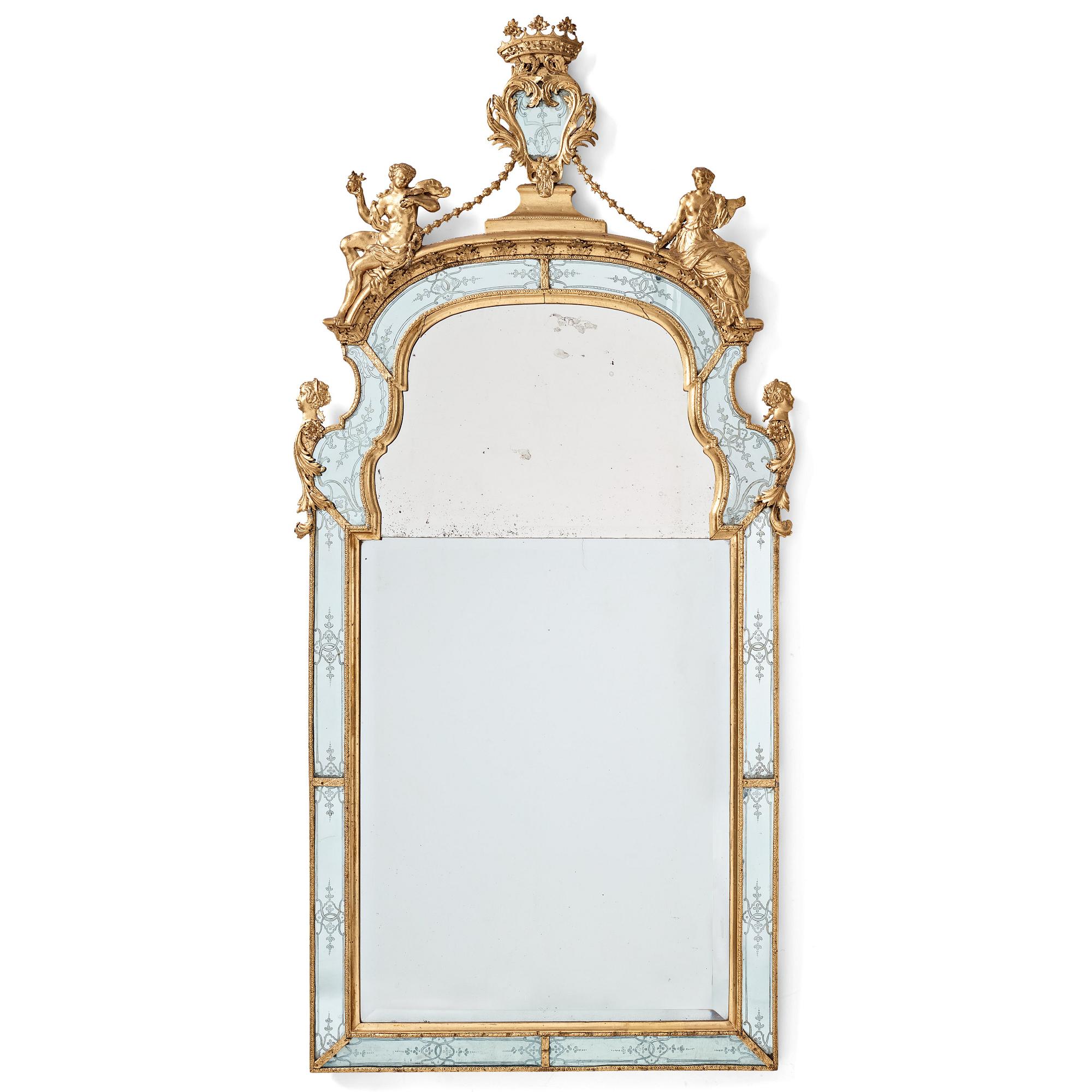 A Swedish Baroque mirror by Burchardt Precht (active in Stockholm 1674-1738).