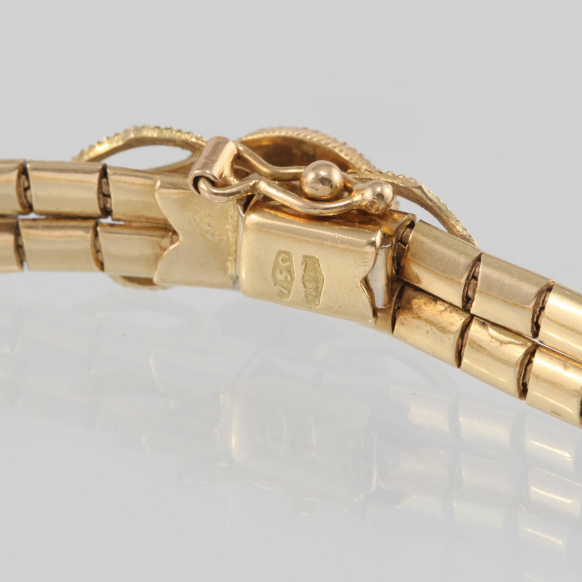 ARMBAND, 18K guld med cabochonslipad variscit, Arezzo, Italien. Vikt 15,7 gram.