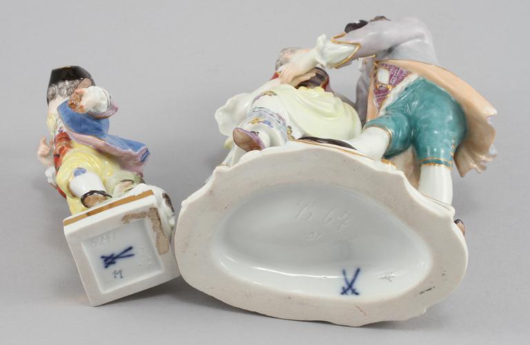 FIGURINER, 2 st, porslin, Meissen, 1900-talets andra hälft.