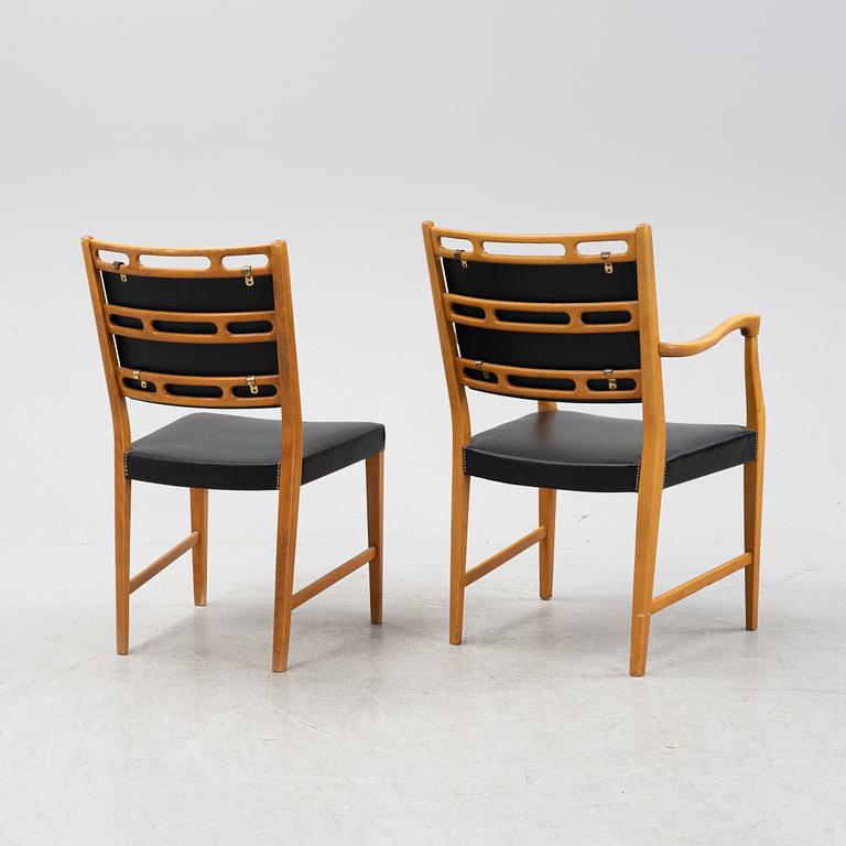 David Rosén, matbord modell "570-025" samt stolar 4+4 st ur Futura-serien, Nordiska Kompaniet, 1950-tal.