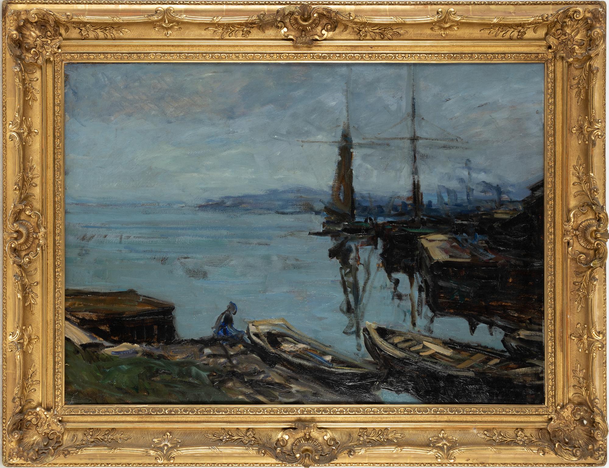 Julius Seyler, attributed, Harbour Scene.