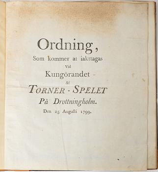 Samling äldre böcker, 8 st, mestadels om Drottningholm, 1700-1800-tal.
