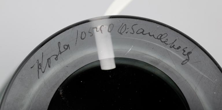 BORDSLAMPA, glas, Ove Sandeberg, Kosta, signerad.