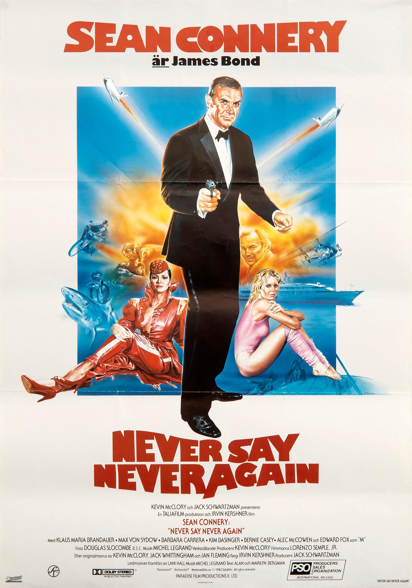 Film poster James Bond "Never Say Never Again" 1983.
