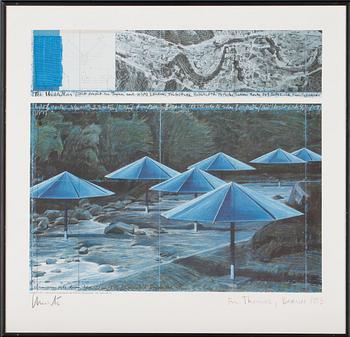 Christo & Jeanne-Claude · CHRISTO, färgoffset med collage, signerad, 1991.