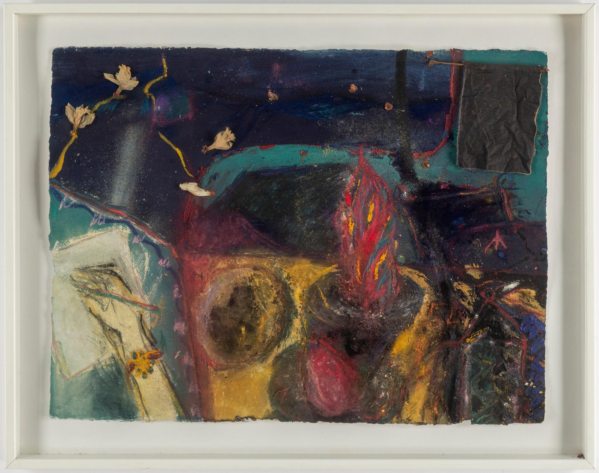 ULF ROLLOF, egg tem,pera, collage and mixed media on paper. Executed 1984.