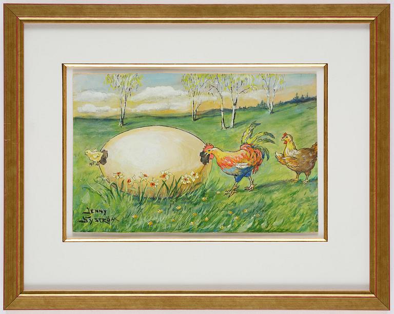 Jenny Nyström, A rooster by the egg.