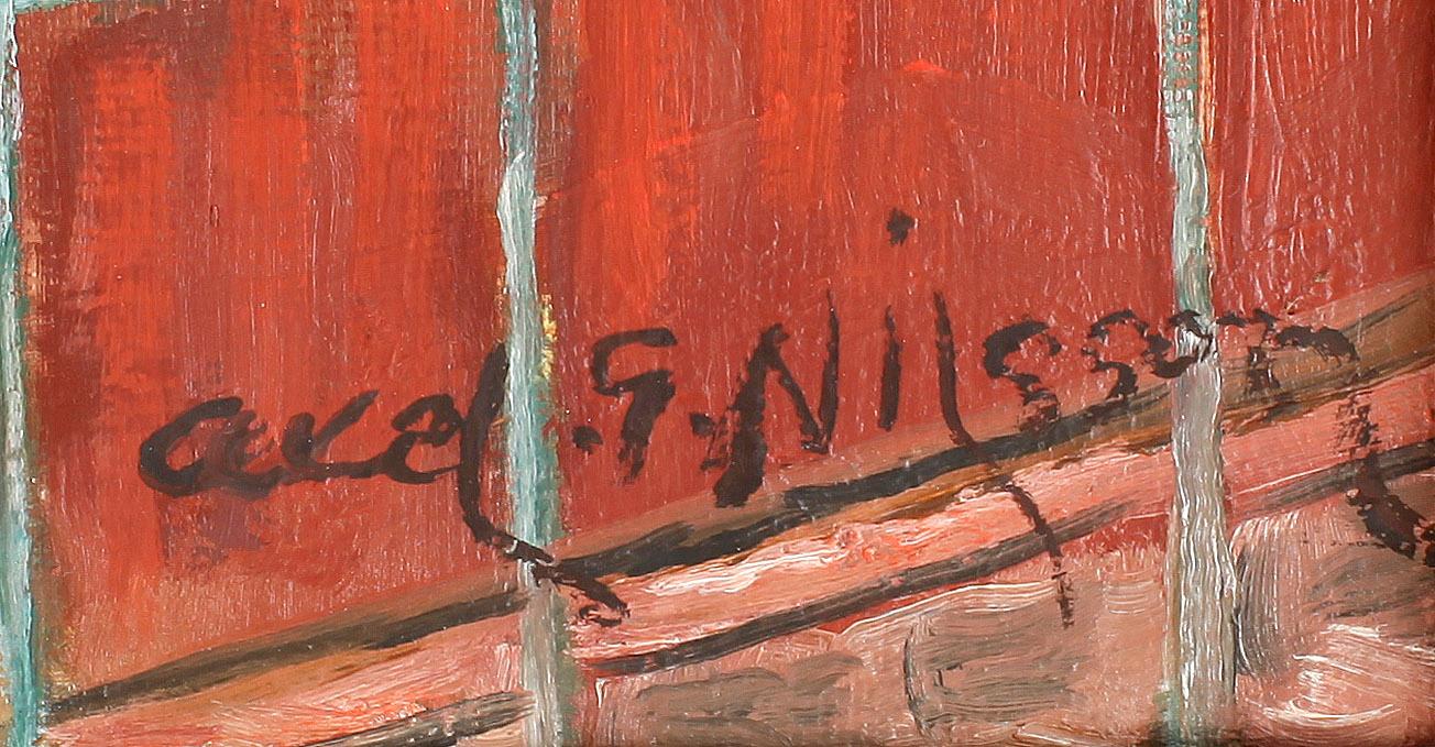 OKÄND KONSTNÄR, olja på duk, signerad Axel G.E Nilsson, omkring 1900-talets mitt.