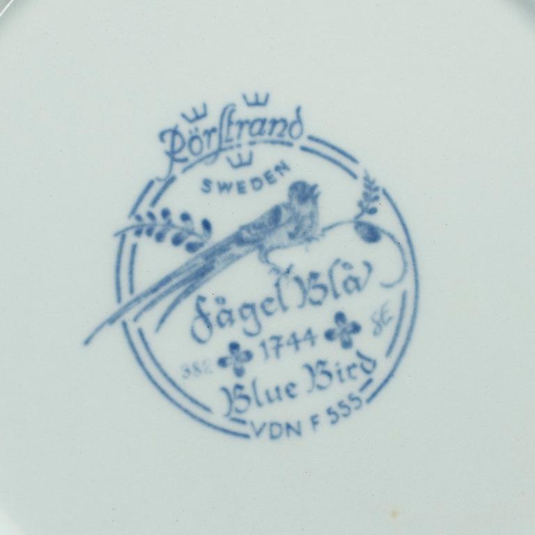 SERVISDELAR, 45 delar, flintgods, "Fågel blå", Rörstrand, 1980-tal.