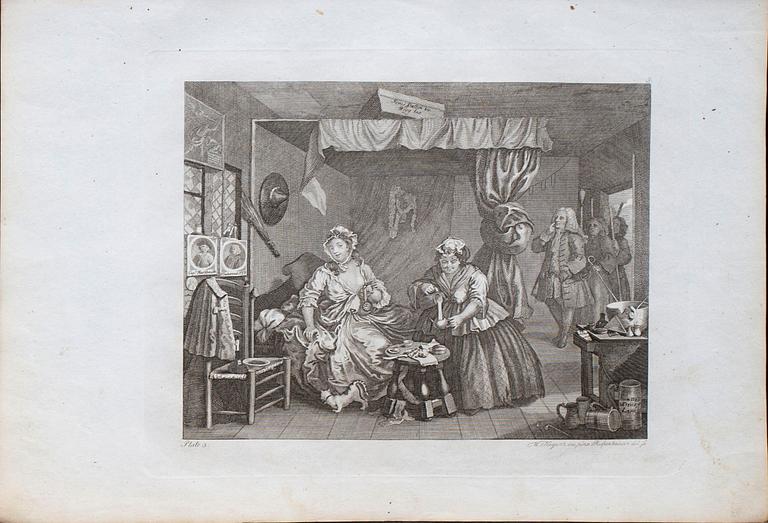 WILLIAM HOGARTH,after, six, copper plate engraving by Ernst Riepenhausen, ca 1840.