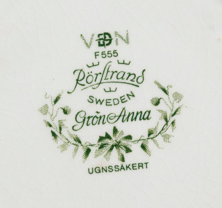 MATSERVIS, 41 delar, flintgods, "Gröna Anna", Rörstrand. 1900-tal.