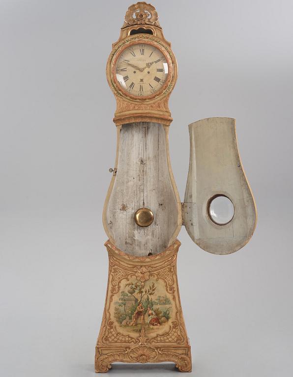 A rococo polychrome-painted and giltwood longcase clock by N. or C. Berg (active in Stockholm  1751-94/1762-84).