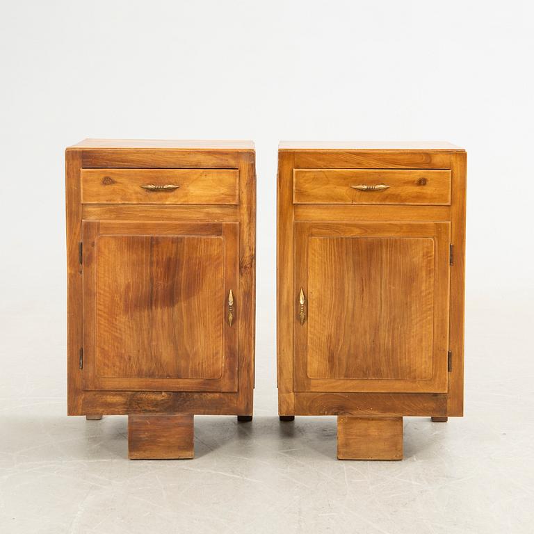 Bedside tables, a pair, first half of the 20th century.