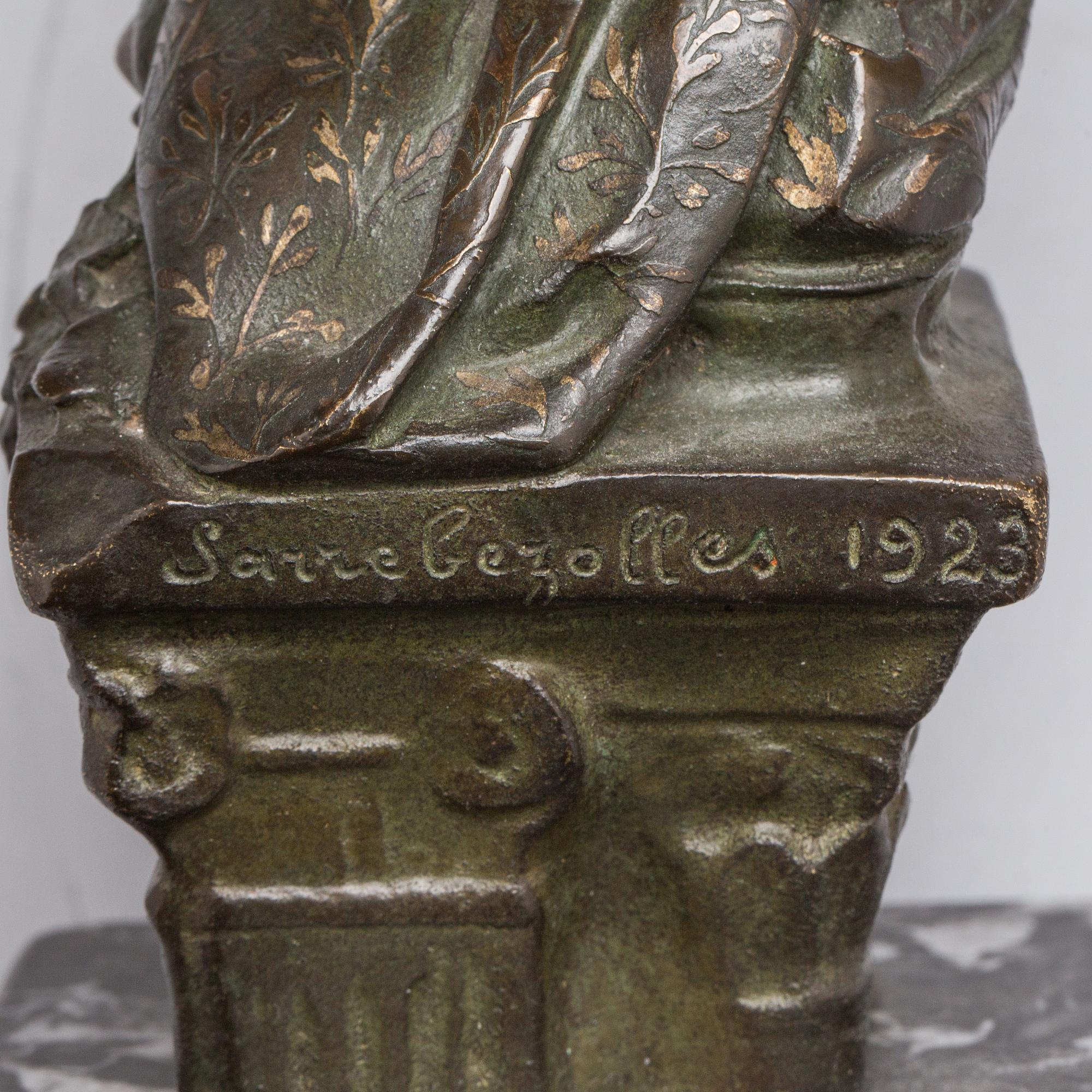 CARLO SARRABEZOLLES, skulptur, brons. Signerad och daterad 1923.