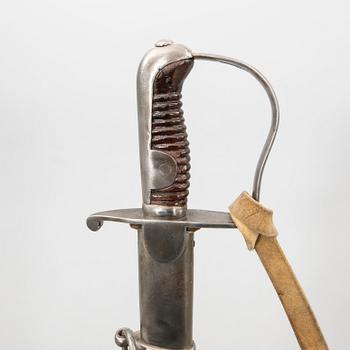 A Swedish artillery sword 1831 pattern with scabbard.