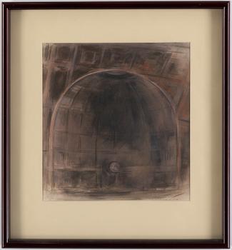 David Deutsch, mixed media on paper, signed.