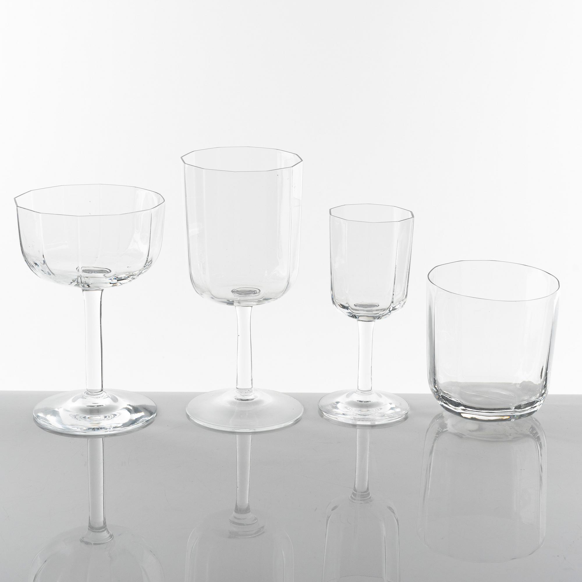 A 26 pieces glass service, "Oktav" by Bertil Vallien for Kosta Boda, Sweden.
