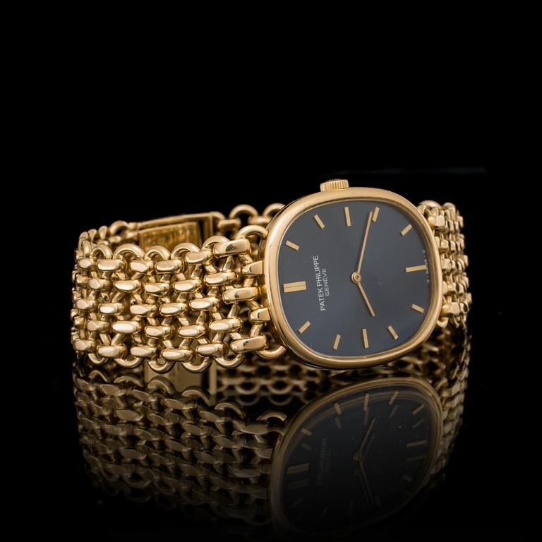 HERRARMBANDSUR, 18 k guld, "Golden Ellipse", Patek Philippe. Vikt ca 82 g.