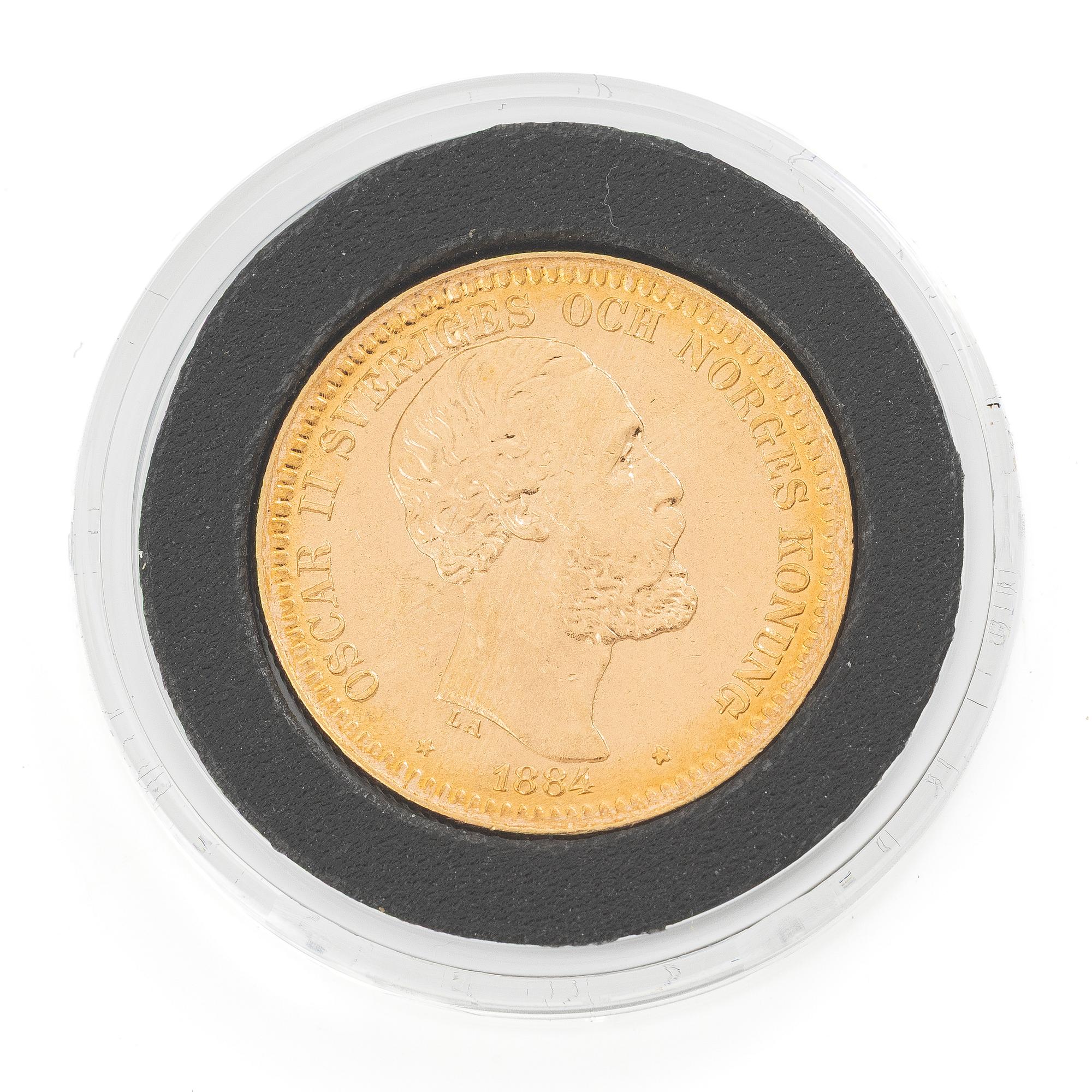 Guldmynt, Sverige, Oscar II, 20 kronor, 1884.