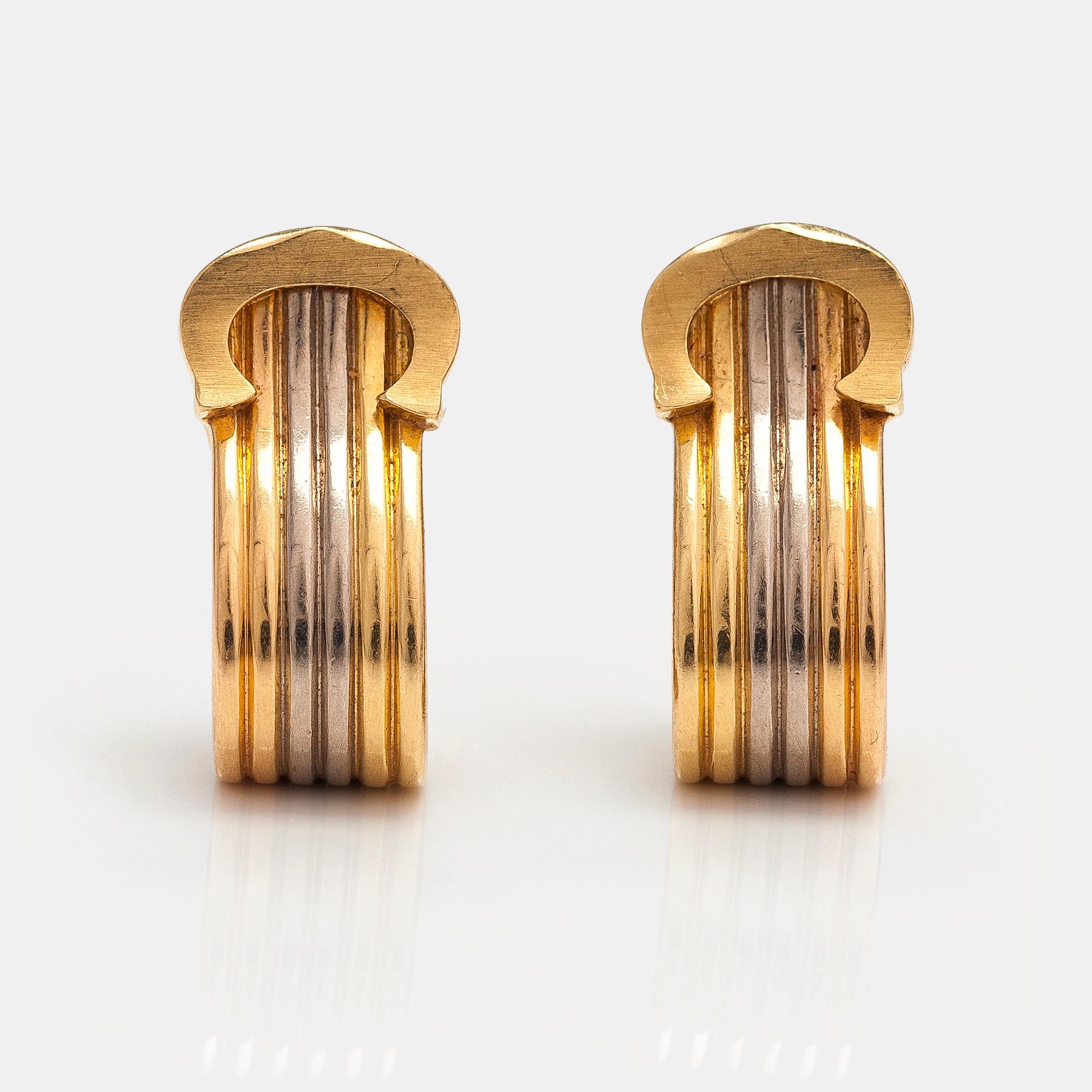 Cartier, Örhängen "Ressort CC", 18K gul-, röd och vitguld. Märkta Cartier, 976107.