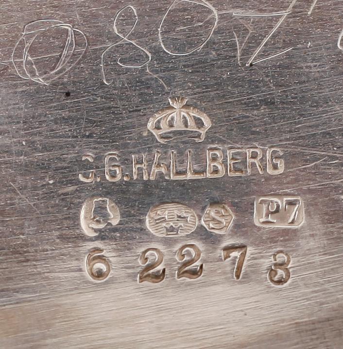 KAFFESERVIS, 3 delar, silver, CG Hallberg, Stockholm 1917. Vikt ca 772 gram.