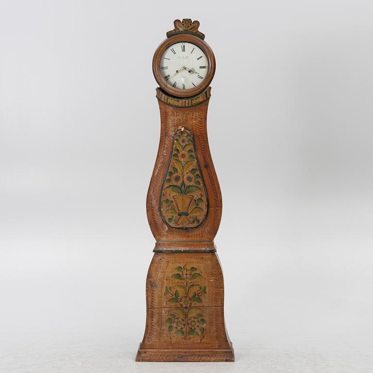 Longcase clock folk art, dated 1862.