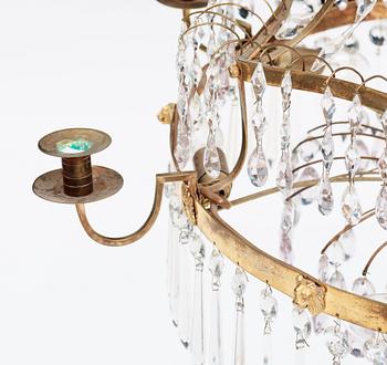 A late Gustavian circa 1800 seven/thirteen-light chandelier.