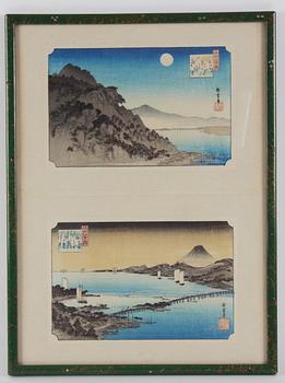 HIROSHIGE I, ICHIRYUSAI, tillskriven. Färgträsnitt, ett par.