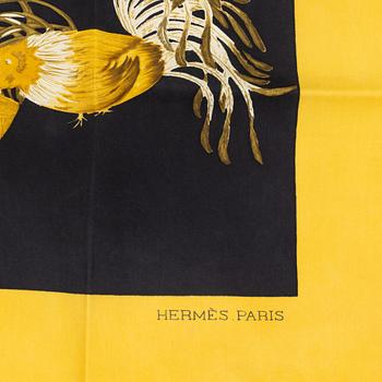 Hermès, a 'Les Coqs' silk scarf.