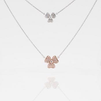 COLLIER, 18K vitguld/roséguld och diamanter tot ca 0.28 ct.