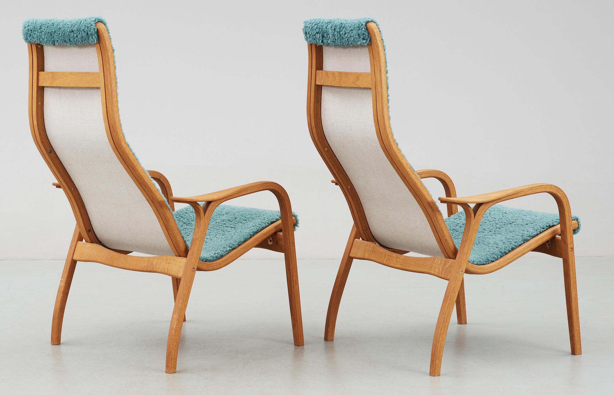 FÅTÖLJER, ett par, "Lamino", Yngve Ekström för Swedese, 1900-talets andra hälft.