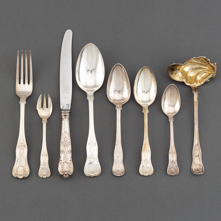 A part silver cutlery service, modell 'Engelsk Snäck' (55 pieces).