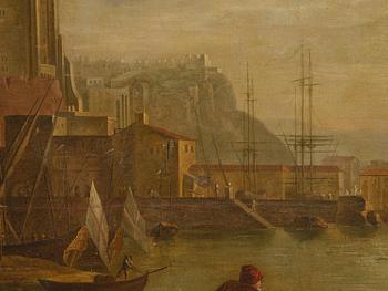 Claude Joseph Vernet, hans efterföljd, Hamnscen med båtar och figurer.