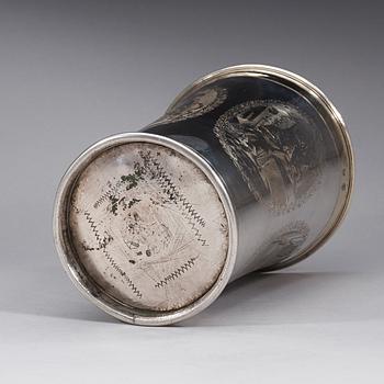 A German 17th century parcel-gilt beaker, marks of Harmen Lüders, Hamburg (1658-1677).