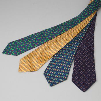 A set of four silk ties by Hermès.