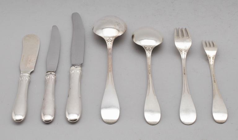 BESTICK, 78 delar, silver, WA Bolin, Stockholm 1950-tal. Vikt med stålblad ca 4269 gram.