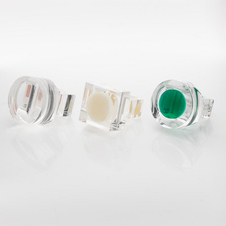 Siv Lagerström, three acrylic plastic rings, 1970s.