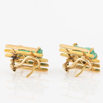 Örhängen, ett par, 14K guld med smaragder.