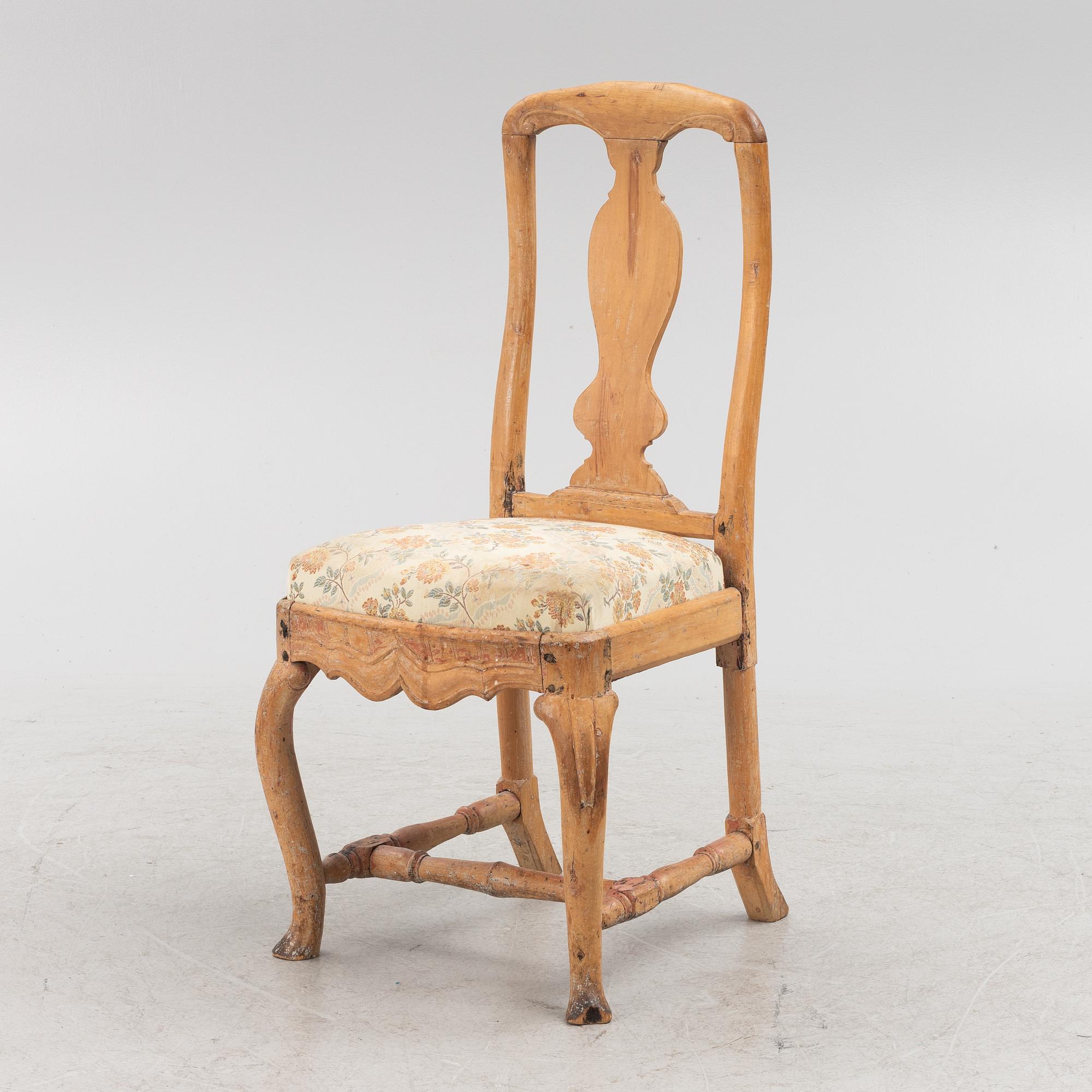 Stol, senbarock/rokoko, 1700-talets första hälft.
