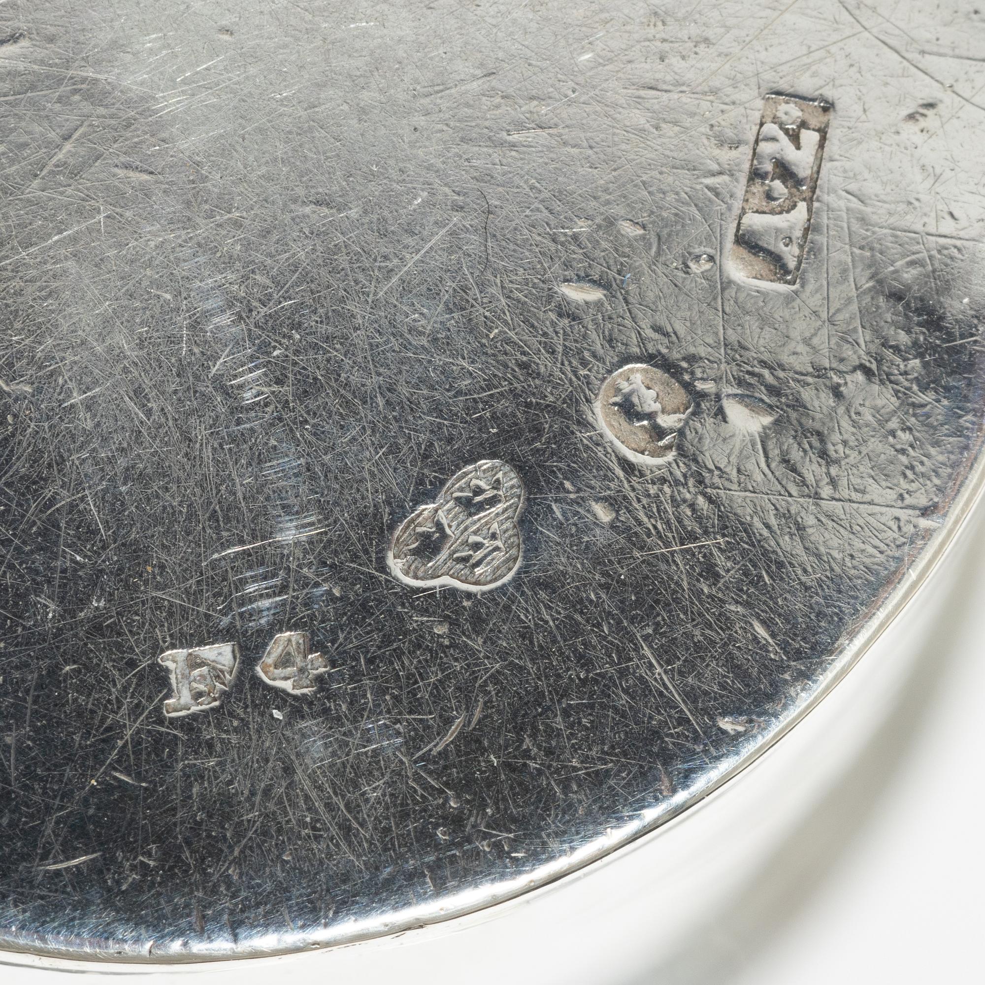 Six 19th century silver boxes.