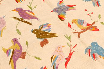 An embroided flat weave, ca 199 x 144 cm.