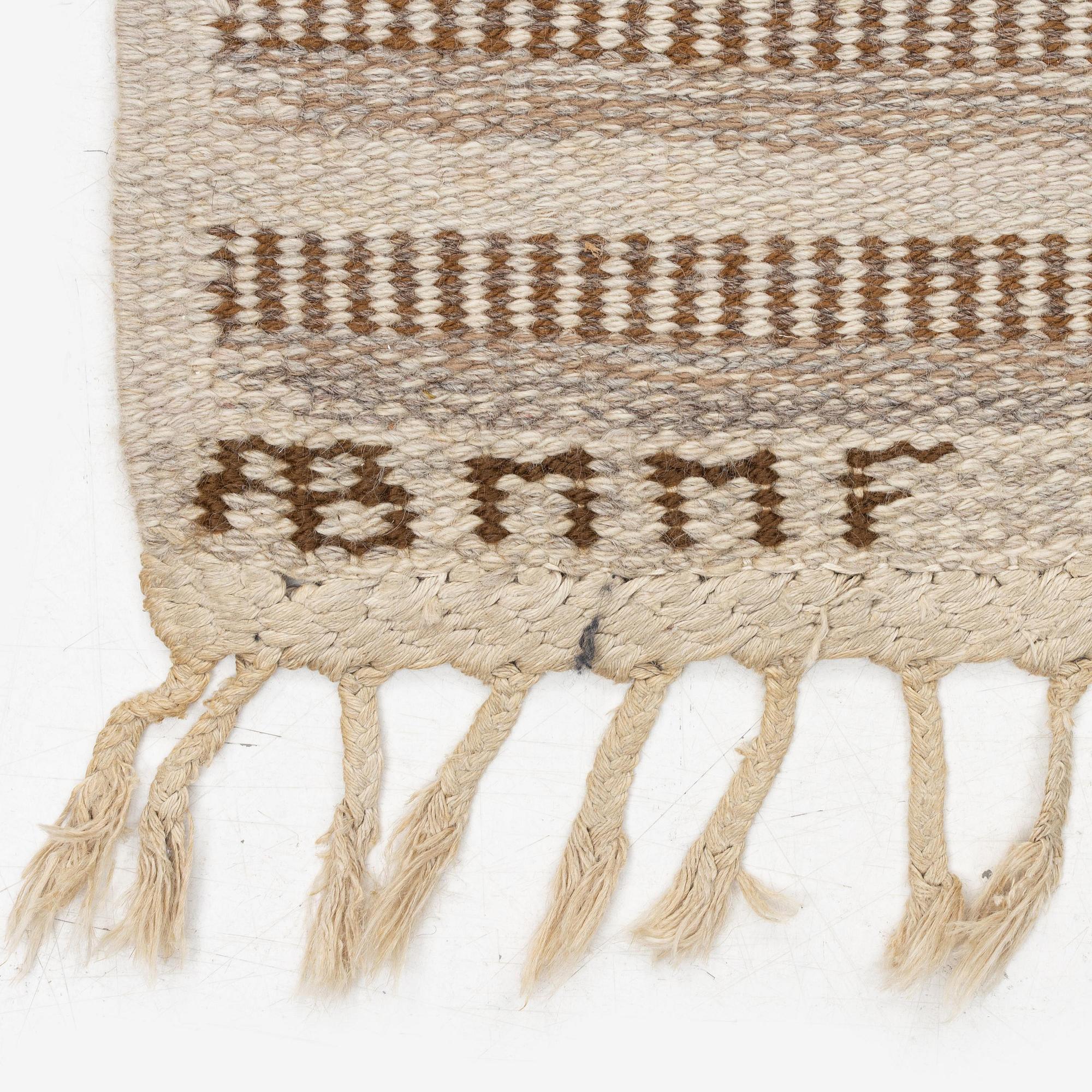 Barbro Nilsson, 'Randig med tvist, grå', flat weave, c. 266,5 x 91 cm, signed AB MMF BN.