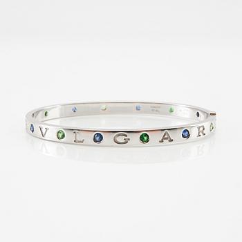 Bulgari, "Roman Sorbets" bracelet, 18K white gold with faceted tsavorites and purple sapphires.